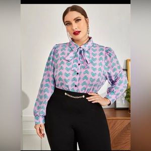 Tie neck floral blouse